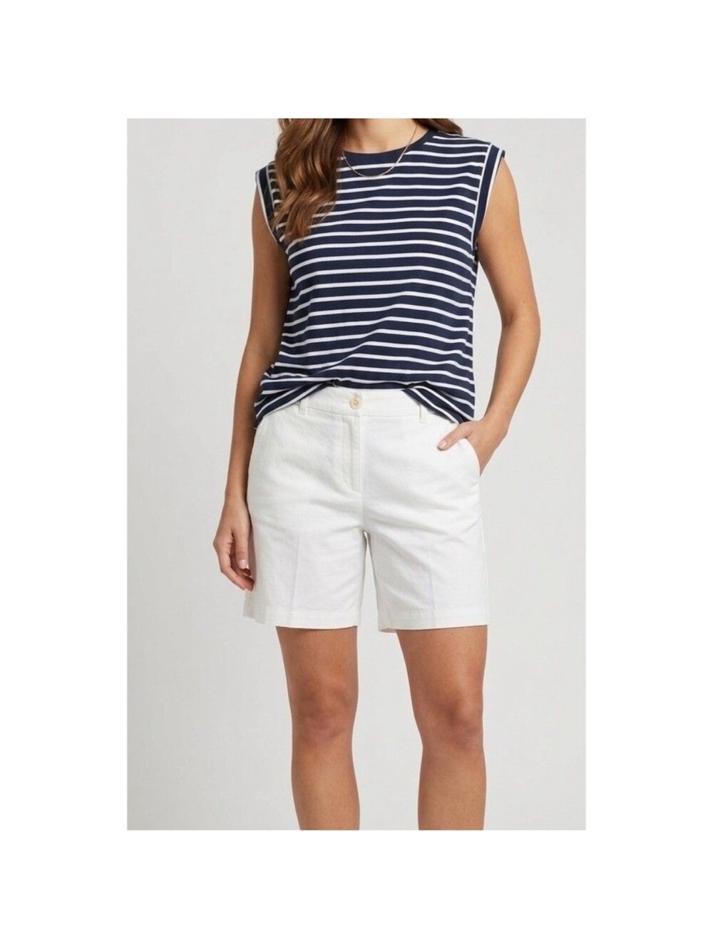 Talbots White Cotton Girlfriend Chino Shorts with 7” inseam Never worn - Picture 4 of 11